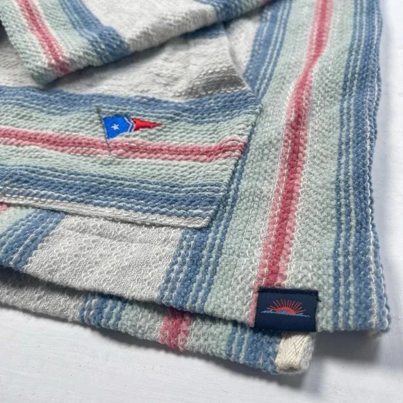 Faherty Men's Biarritz Terry Hoodie Sz S White Multicolor‎ Striped Poncho Surfer - Picture 10 of 14